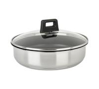 Sitram 715022 Sauteuse Acier Inoxydable SITRAMOVIBLE ARPEGE Ø24cm - Revêtement intérieur anti-adhésif sans PFOA - Couvercle Vapeur en Verre- Tout feux dont induction - Manche non Fourni