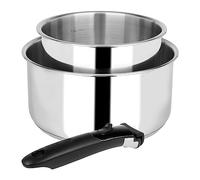 Sitram 715071 Lot de 2 Casseroles Inox Ø 16-20 cm Gamme ARPEGE - Revêtement intérieur anti-adhésif sans PFOA + manche amovible - Tous feux dont induction, Argenté