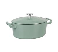 Sitram 715405 COCOTTE Sitrabella Ovale en fonte émaillée L26 cm - 4 litres - Extérieur émail Vert Sauge intérieur Blanc - toutes sources de chaleur y compris induction - Idéale repas 4-5 convives