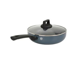 Sitram 715449 Sauteuse Aluminium recyclé RAVIVE Ø 26 cm H 7 cm - Revêtement intérieur Whitford Xylan 2 couches sans PFOA - Coloris Bleu - Avec couvercle vapeur en verre - Tous feux dont induction