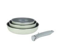 Sitram 716940 Lot 3 Poêles Ø20/24/28 cm Vert Sauge - Sans PFAS - Revêtement Céramique Effet Pierre - Manche Amovible SITRAMOVIBLE - Tous Feux dont Induction