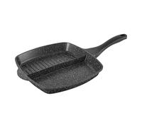 Sitram 716947 Poêle 2 sections 26x26cm frire et griller en Fonte d'aluminium noir - Poêle antiadhésive compartimentée - manche bakelite thermorésistant - tous feux + induction