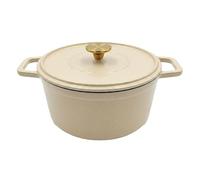Sitram 717605 Cocotte Fonte Émaillée 2,5L Ronde Ø20 cm Crème Pailletée - Intérieur Émaillé Blanc - Bouton Inox Doré - Tous Feux dont Induction - Collection PAILLETTE