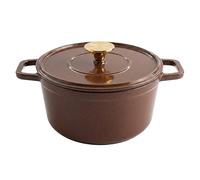 Sitram 717611 Cocotte Fonte Émaillée 5L Ronde Ø26 cm Ocre Pailletée - Intérieur Émaillé Blanc - Bouton Inox Doré - Tous Feux dont Induction - Collection PAILLETTE