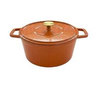 Sitram 717614 Cocotte Fonte Émaillée Ovale 6,5L Orange Pailletée L. 34 cm - Intérieur Émaillé Blanc - Bouton Inox Doré - Tous Feux dont Induction - Collection PAILLETTE