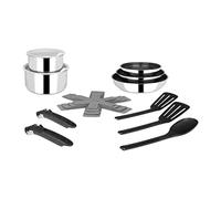 Sitram, batterie cuisine inox, 15 pcs, 2 casseroles 2 couvercles, 3 feutrines, 2 spatules, 1 cuillère en nylon, 2 poignées amovibles, tous feux dont induction 714690 Gris