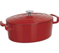 Sitram COCOTTE Sitrabella ovale en fonte émaillée grande capacité 6,5 litres - Extérieur rouge et intérieur blanc - toutes sources de chaleur y compris induction et four - 711084
