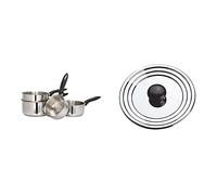 Sitram Série de 4 casseroles 14/16/18/20 cm - acier inoxydable - poignée thermorésistante - tous feux dont induction - 710482 & Couvercle, Argent
