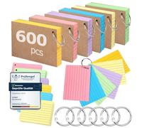 Siumir Lot de 600 Flashcard, impression recto-verso, cartes d'apprentissage A7, avec couverture en kraft et anneau en vrac, 6 couleurs, adaptées pour les bureaux, les écoles (10,4 x 7,6cm）