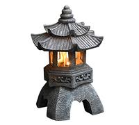 Siunwdiy Statue d'ornements de Lanterne de pagode de Jardin Zen Solaire Japonais - Ornements de Lampe de lumières solaires intérieures/extérieures pour Jardin, Patio,H 26cm