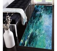 Siunwdiy Tapis Couloir Long 50x120cm Bleu Vert Tapis de Cuisine Antidérapant et Lavable Tapis de Passage Couloir Moderne Tapis de Entree Interieur Tapis Cuisine Devant Evier pour Salon Chambre