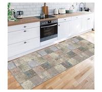 Siunwdiy Tapis de Couloir 50X240cm Extra Long Brun antidérapant Lavable de Style bohème avec Envers en Caoutchouc en Machine pour Couloir, Chambre à Coucher, escalier