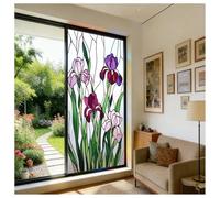 Siunwdiy Vitrail Film Fenetre Anti Regard Effet Arc en Ciel Motif d'iris Violet Film Electrostatique Vitre Non Adhesif Décoratif Anti UV Brise Vue Fenetre pour Chambre Cuisine
