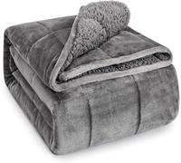 Sivio Couverture lestée en Polaire Sherpa pour Adulte - 7 kg - Couverture pelucheuse Lourde avec Flanelle en Peluche Douce - réversible, Super Douce, Extra Chaude et Confortable 120 x 180 cm, Gris