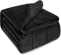 Sivio Couverture lestée en Polaire Sherpa pour Adulte - 7 kg - Couverture pelucheuse Lourde avec Flanelle en Peluche Douce - réversible, Super Douce, Extra Chaude et Confortable 120 x 180 cm, Noir
