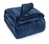 Sivio Couverture Lestée Queen Size 7 kg, Couverture Lestée en Sherpa avec Douce Fourrure Polaire, Couverture Épaisse et Chaude pour Un Sommeil Paisible, 150 x 200 cm, Bleu Marine