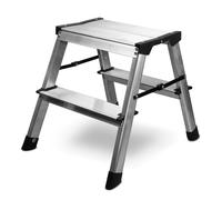 siwitec Escabeau 2 x 2 marches pliable en aluminium, échelle légère en aluminium accessible des deux côtés, échelle domestique, charge maximale 150 kg, certifié TÜV