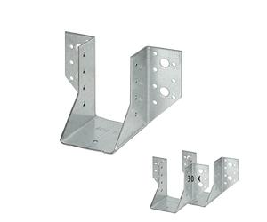 siwitec Lot de 30 sabots de poutre type A, 60 x 100 mm, galvanisés, marquage CE, épaisseur du matériau : 2 mm, connecteur en bois résistant aux intempéries, sabots de poteau, connecteur de poutre