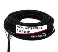 siwitec NYY Câble NYY-J 5 x 6 mm² 51 m Câble d'alimentation forte sur mesure Câble de terre sur mesure Vendu au mètre 3 à 100 m | Câble de terre PVC noir - Fabriqué en Allemagne