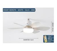 Six feuilles E27 vis lumière ventilateur très grand vent silencieux, blanc 40W - 6 feuilles Fan light [52 cm]