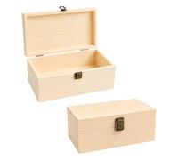 Sixfolo 2 Pcs Grande Boîte en Bois Brut avec Couvercle 23.5x14x10cm | Caisse Rangement Bois Rectangulaire,Coffret en Bois pour DIY Decoration et Peindre