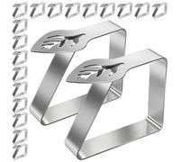 Sixfox Lot de 20 pinces à nappe en acier inoxydable - Motif feuille - 4,8 x | Antidérapant et coupe-vent, pour tables de 1 à 3 cm d'épaisseur, jardin de bière et camping, design monobloc