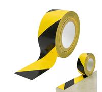Sixinfeto Ruban Adhésif Noir Jaune Ruban Adhesif 50mm x 33m Rubalise Bande de Signalisation Adhésive pour Chantier Entrepôt Sol Résistant Étanche