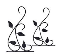 SIXRUN 2 Pièces Support de Plante Suspendu en Fer, 12x8,1 Pouces Noir | Crochet de jardinière mural extérieur, revêtement résistant à la rouille, fer résistant aux intempéries, présentoir de