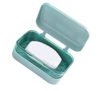SIXRUN Conteneur de Stockage de Savon Rectangulaire élégant, avec Couvercle et Plateau D'égouttage, pour Bar, Salle de Bain, Cuisine, 5,2x3,3x2,0 Pouces (Blue)
