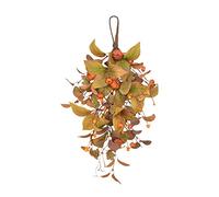 SIXRUN Couronne d'automne Artificielle en Forme de Larme Suspendue, Guirlande de Récolte avec Tige en Papier, Citrouilles en Mousse, Feuilles D'érable en Soie et Baies pour Décoration (108.00)