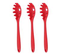 SIXRUN Cuillère à Spaghetti en Silicone 3 Pièces Cuillère à Nouilles Résistante à la Chaleur de qualité Alimentaire Ustensiles de Cuisine avec Conception Sûre Antiadhésive pour Remuer (rouge)