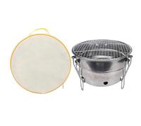 SIXRUN Grill à Charbon Portable, Barbecue Pliable en Acier Inoxydable de 29 Cm avec Plateau à Charbon encastré, Sac de Transport Plat pour Camping, Pique-nique, Cuisine dans le Jardin (CW305 28