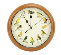 SIXRUN Horloges Murales de 10 Pouces, Horloge Murale Polyvalente de 10 Pouces, Ronde, Silencieuse, Ponctuelle, Appels d'oiseaux, Musique de Noël, Horloges Murales d'intérieur pour Le