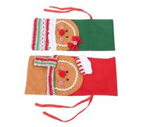 SIXRUN Housses de Bouteilles de Vin de Noël Set de 2 en Tissu Non tissé avec Motifs Père Noël, Bonhomme de Neige et Renne pour Décoration de Table de Fête (Rouge, Vert)