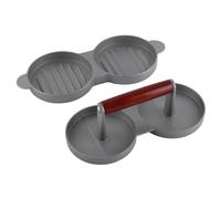 SIXRUN Presse à Hamburger, Double Machine à Galettes de Hamburger en Alliage d'aluminium avec Poignée en Bois, Libération Antiadhésive, 2 Galettes à la Fois, Moule de 4,72 Pouces pour Barbecue,