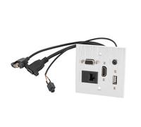 SIXRUN Prise Murale Multimédia, Alliage D'aluminium 5-en-1 avec Ports USB HD VGA 3.5mm RJ45 pour Maison Hôtel Bureau