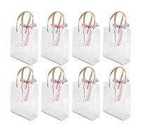 SIXRUN Sac à Main Transparent 10 Pièces, Sac Cadeau pour Boîte à Bonbons de Mariage et Anniversaires, Joli PVC avec Ruban Rose, 14,6x8,7 Pouces