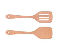 SIXRUN Spátule en Bois de Hêtre, Lot de 2, Ustensiles de Cuisine Antiadhésifs avec Trou de Suspension pour Cuisiner, Remuer, Mélanger
