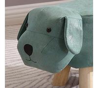 SIXRUN Tabouret Bas en Bois pour Enfants, Joli Tabouret en Forme de Petit Chien de Dessin animé, Pieds épais en Bois et éponge, Siège rembourré pour la Maison et la Maternelle (Vert Clair)