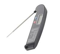 SIXRUN Thermomètre Alimentaire Numérique, Thermomètre à Viande électronique Pliable avec Sonde en Acier Inoxydable 304, Lecture de 2 à 3 Secondes, Rétroéclairage de Maintien d'alarme, pour la (BLACK)