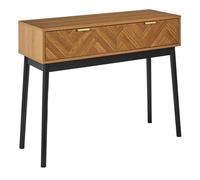 AltoBuy SIXTYS - Console 2 Tiroirs Aspect Bois Décor Chevrons Piétement Noir