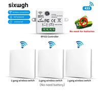 SIXWGH 433MHz commutateur sans fil intelligent 10A/AC100-240V étanche/pas d'installation de câblage télécommande intelligente maison Set RF433-4