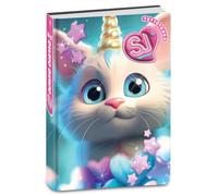 SJ GANG STYLE JAM GANG Agenda scolaire primaire daté 10 mois, chat blanc, 352 pages, couverture rembourrée avec coins arrondis, marque-page et autocollants inclus, format 14 x 20,6 cm, fille