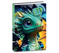 SJ GANG STYLE JAM GANG Agenda scolaire primaire daté 10 mois, dragon vert, 352 pages, couverture rembourrée avec coins arrondis, marque-page et autocollants inclus, format 14 x 20,6 cm, enfant