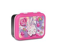 SJ Gang Style Jam Gang Boîte à déjeuner pour enfant, fermeture à clip, passe au lave-vaisselle, pour maternelle, crèche, école primaire, rose avec lapin