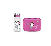 SJ Gang Style Jam Gang Ensemble Porte-goûter pour école Rose pour Filles, doté d'une séparation intérieure, d'un Plateau pour Petites collations et d'une Bouteille hermétique avec Fermeture à Bouton
