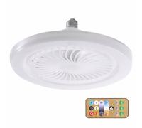Sjfbebsy Ventilateur de plafond de 10 pouces, télécommande à 3 vitesses et 3 couleurs lumière, ventilateur plafond LED amovible et silencieux avec minuterie, ampoule E27 pour chambre à coucher