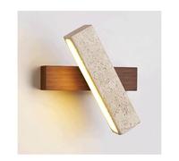 SJHPZG Applique Murale LED carrée en travertin, rotative à 180°, en Pierre Naturelle, éclairage d'intérieur Moderne en Bois pour Salle de Bain, Chambre à Coucher, Chevet, Salon