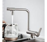SJQKA-Mitigeur Cuisine Rabattable,Robinet De Cuisine 3 Voies, Robinet Cuisine Repliable Mitigeur D'évier Pivotant à 360°,Fabriqué En Laiton De Haute Qualité (Nickel Brossé)