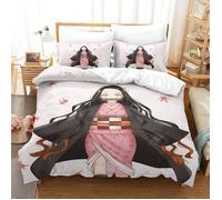 SJT0A1233 Parure de lit enfant Demon Slayer Kamado Nezuko,housse de couette D,pièces pour jeunes avec fermeture éclair 220X240 CM